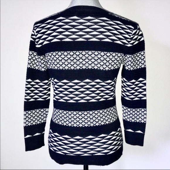 🌸3/$25 Target Merona Navy and White Geometric Print Cardigan Sweater, Size S - Picture 5 of 7